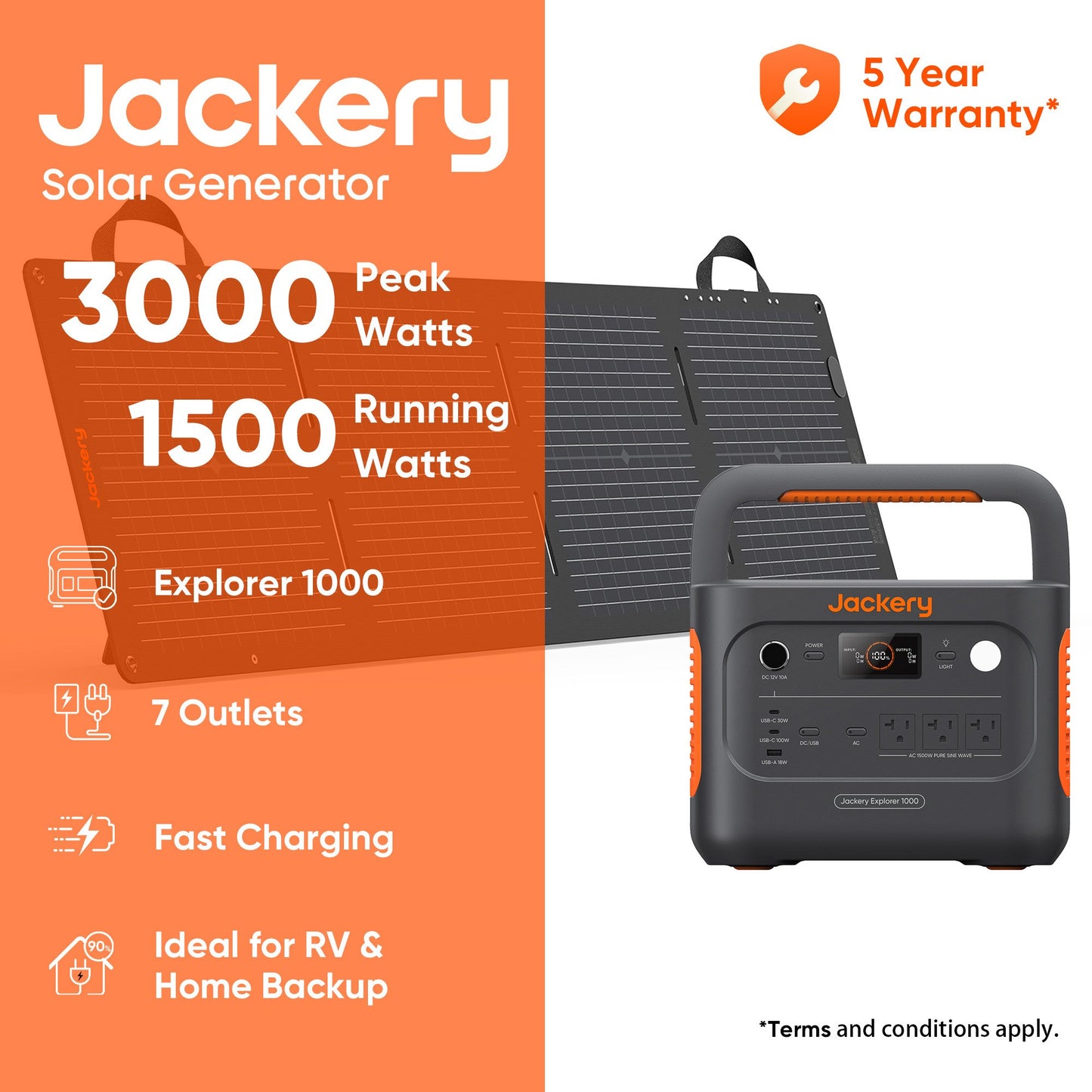 Jackery Solar Generator – Explorer 1000 v2 + SolarSaga 100W