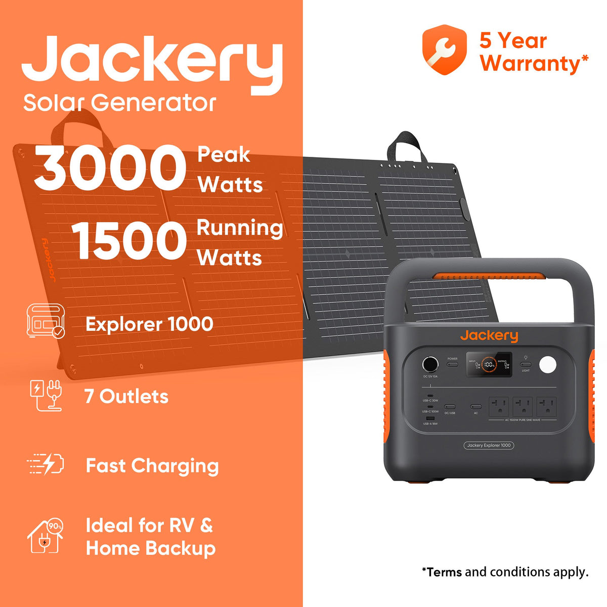 Jackery Solar Generator – Explorer 1000 v2 + SolarSaga 200W