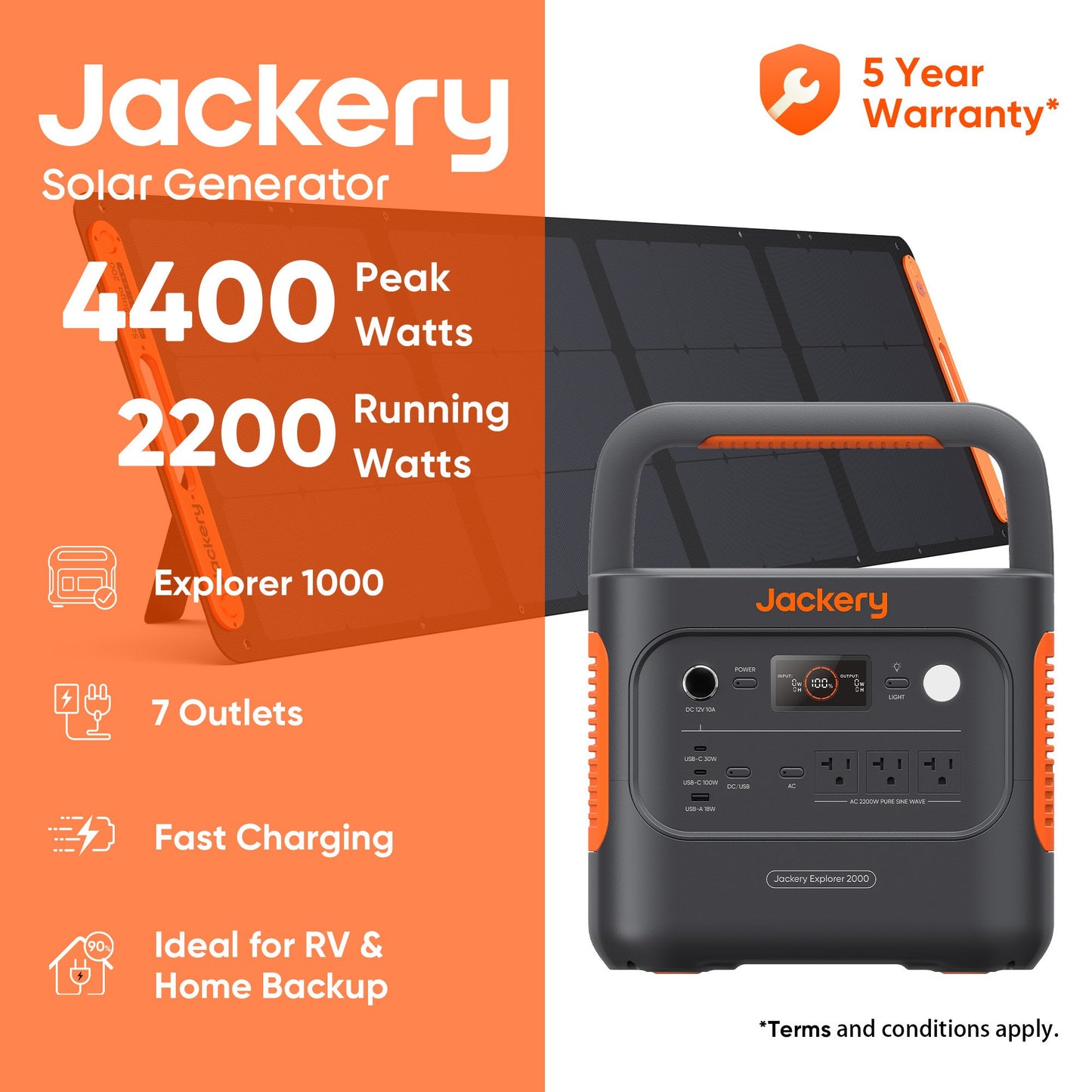 Jackery Solar Generator – Explorer 2000 v2 + SolarSaga 200W